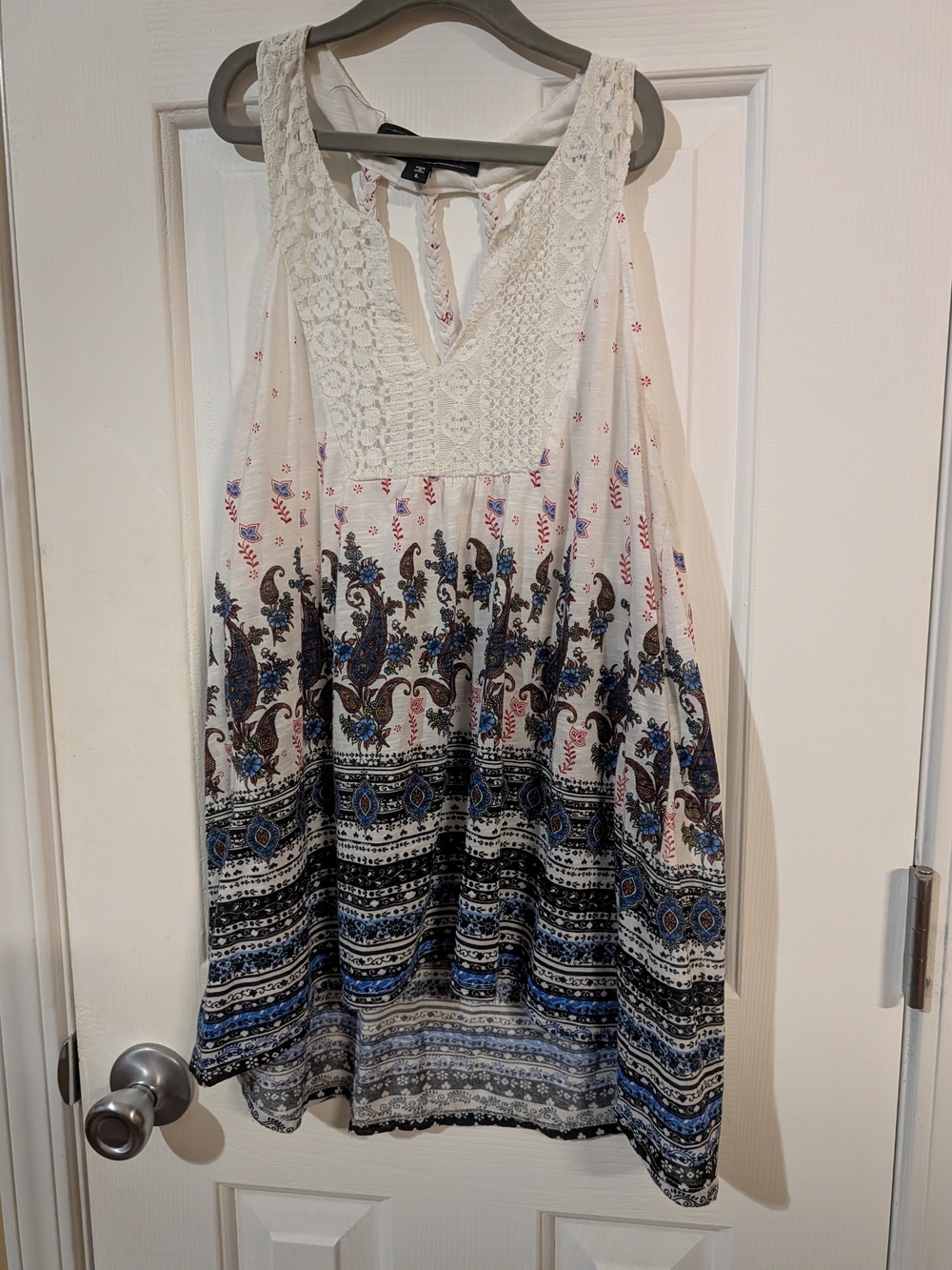 Boho White Crochet-Trim Tank